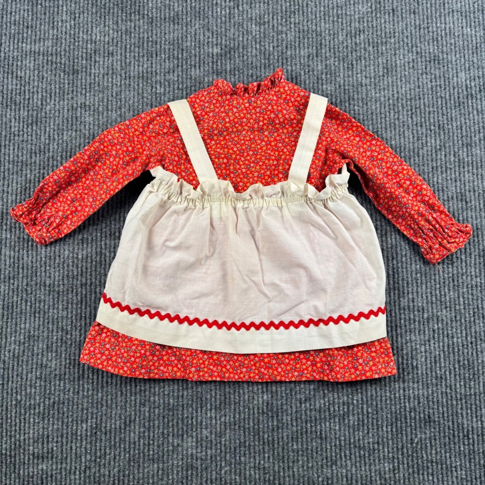 Vintage Handmade Girls Prairie Dress Set Calico Floral Pinafore Cottagecore 963 - Picture 6 of 13